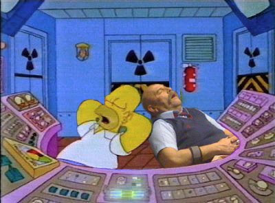 Homer Simpson and friend
                  doing what they do best